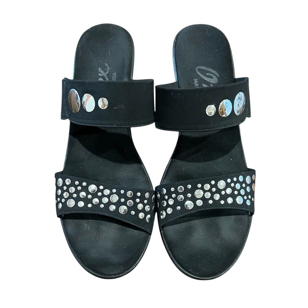 Onex Sonic Black w Silver Dots Comfort Slide Sandals Heels  US 8  Summer Vacay - Picture 11 of 13